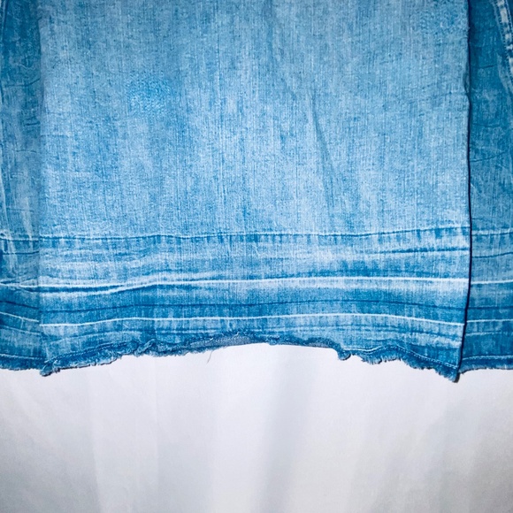 SCOTCH & SODA Ams Blauw Shirt distressed Cotton Denim Style Half-Button sz L - Picture 8 of 11